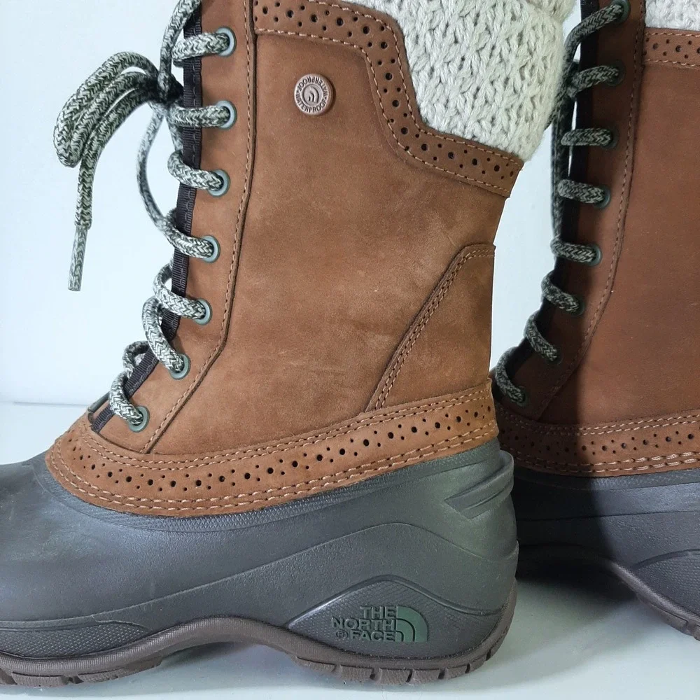 The North Face Shellista II Mid Waterproof Winter Boots Brown Knit Womens‎